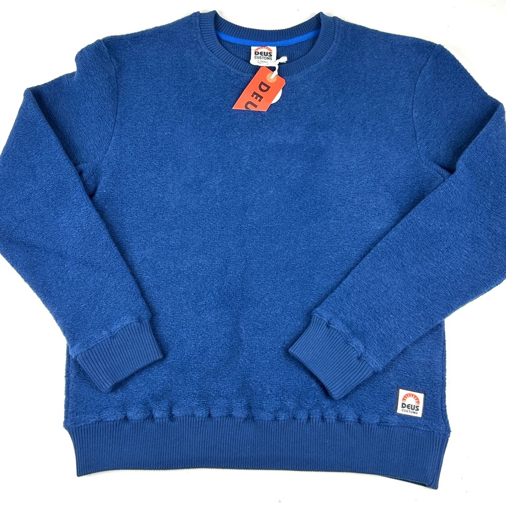 Deus Customs Ex Machina Fleece Sweatshirt New NWT Size Men’s XS Loose Dark Blue